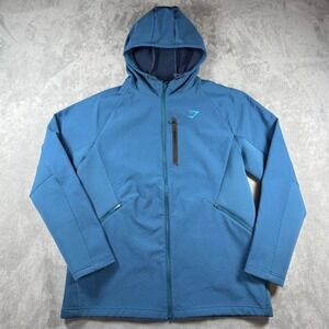 Gymshark Apex Jacket Mens Large Blue Full Zip Hooded Running‎ Workout Training